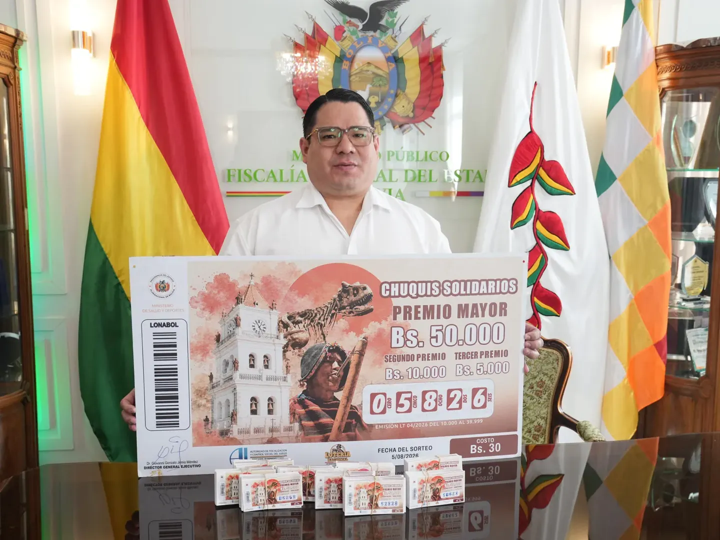 FISCALÍA GENERAL DEL ESTADO Y LOTERÍA NACIONAL SE UNEN EN ALIANZA SOLIDARIA "CHUQUIS SOLIDARIOS" EN BENEFICIO DE CHUQUISACA